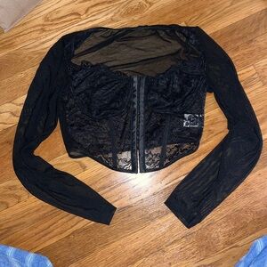 Black Lace Long Sleeve Top